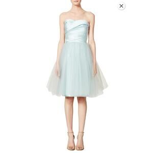 ML Monique Lhuillier Katerina Dress Light Blue Strapless Knee Length Size‎ 10